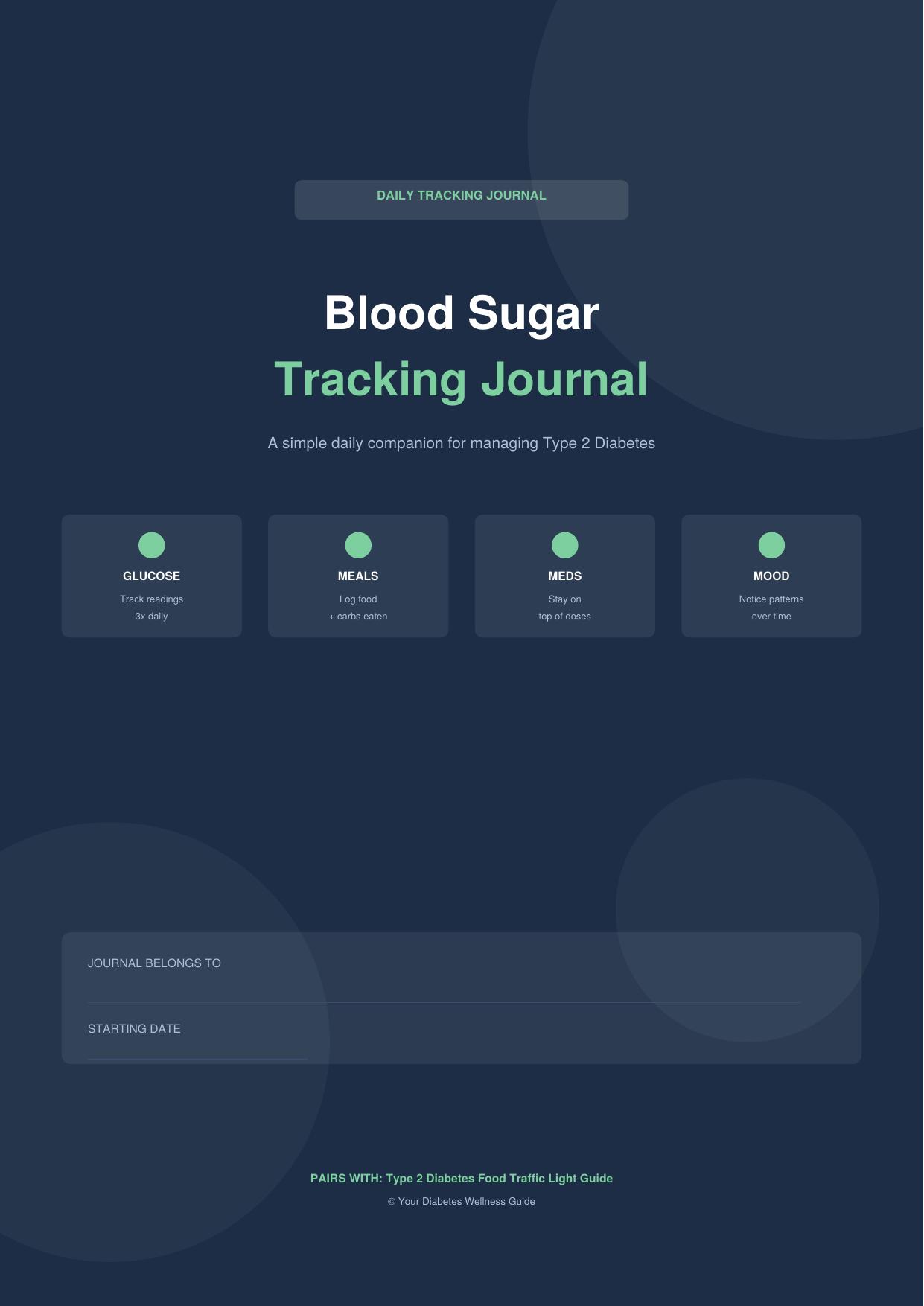 Blood Sugar Tracking Journal Cover